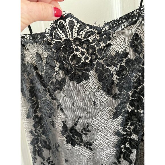 Vtg Cerie Lingerie Black Lace Floral Pattern Front Lined Negligee Size S/P - Picture 6 of 10